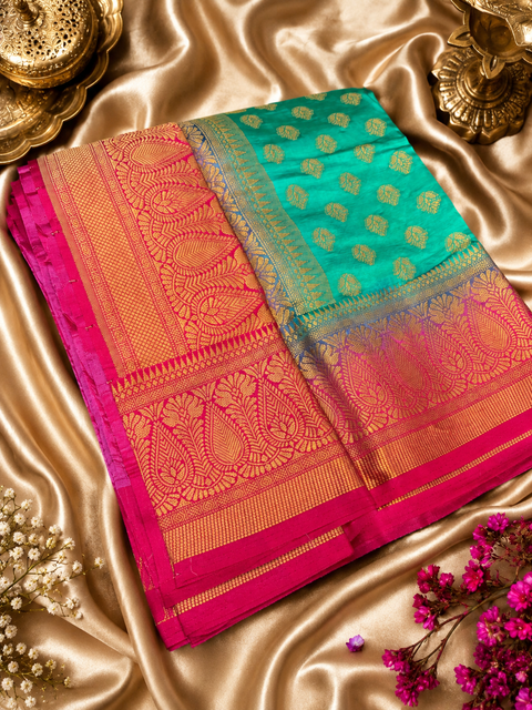 Art Silk Based beautiful design Saree with contrast Pallu (blouse is attached to Saree ) slight variation in color and design is possible )