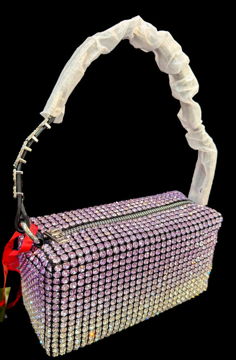 Crystals Handwork designer hand bag with handle to carry with chain inside the clutch (can be attached or detached)