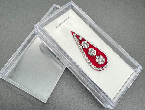 Silver stone Maroon color bridal bindi (long length)
