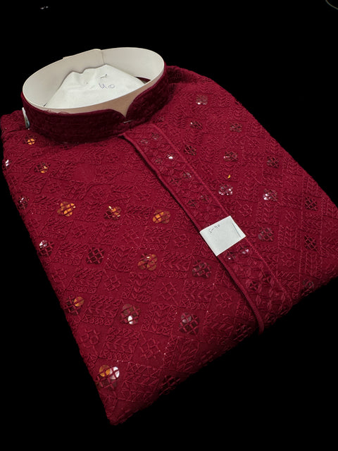 Pure Rayon Based Beautiful Embroidery Work At Front And Back With Sequins Work Designer Kurta & cream Pajama