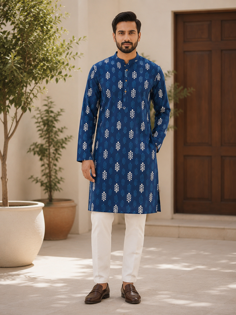 Pure cotton based Men’s Printed kurti (sizes mentioned in inches ,not according to the label on Kurti)size 44 kurti- Length 40 inches and size 46-length 42 inches ) Kurti only. Pants not included.