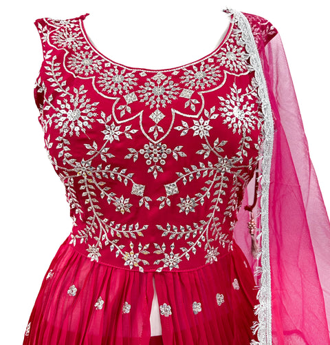 Georgette based embroidery with Sequin design beautiful flared Kameez with georgette Lehnga and netting dupatta