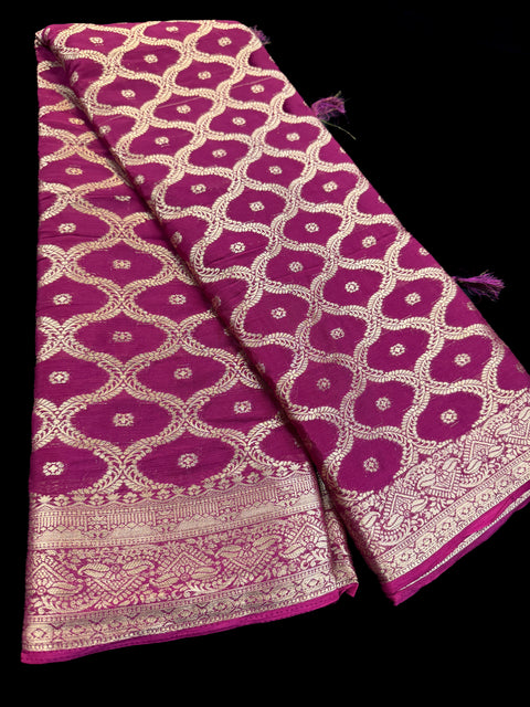 Pure chiffon based Beautiful zari work Banarasi look Saree