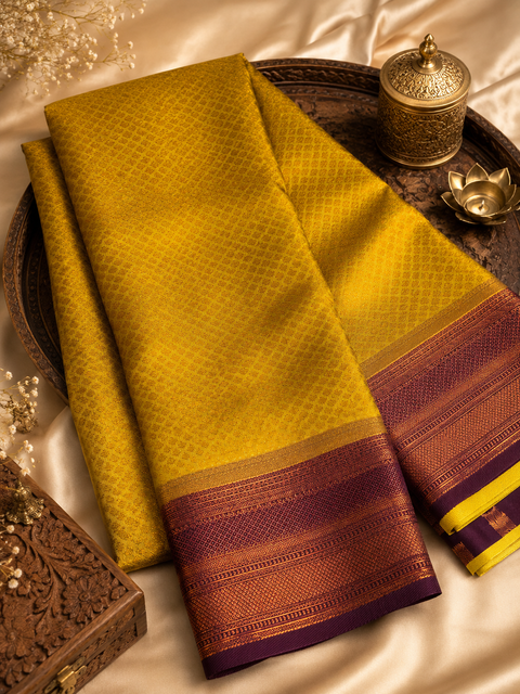 Premium South Silk Saree with rich zari weaving and contrast woven pallu. featuring elegant dual-tone shades.Model-worn blouse is for reference only. Unstitched blouse piece is attached with saree(slight variation in color & design is possible)