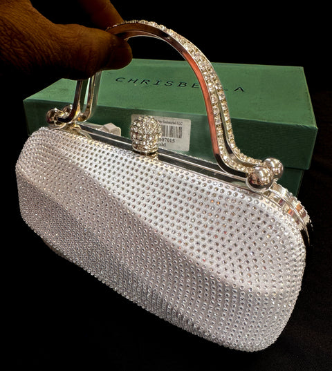 Crystals Handwork designer hand bag with handle to carry with chain inside the clutch (can be attached or detached)