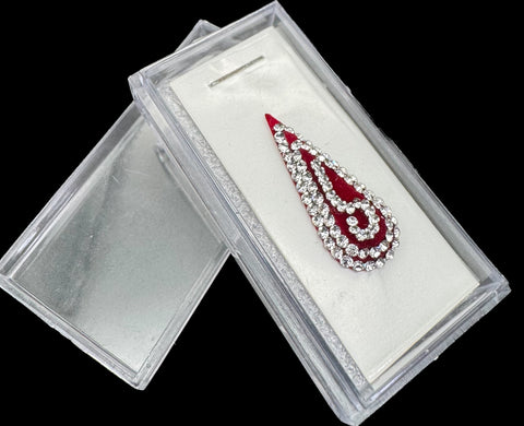 Silver stone Maroon color bridal bindi (long length)