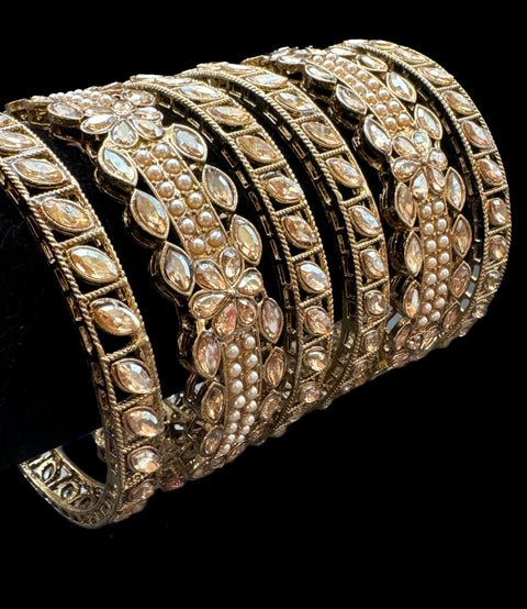 Stone work design bangles set (price per set)