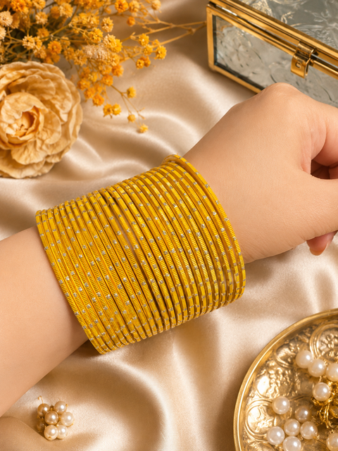 Silver Shimmer dotted metal bangles 2 dozen in 1 Set (slight variation in color & design may occur)