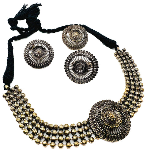 Beautiful Oxidised Necklace with Earrings