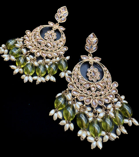 Original Polki with beautiful pearls heavy look Earrings with lite weight