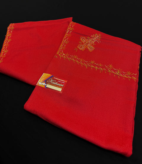 Red color Women's Plain Pure woolen Kashmiri Shawl