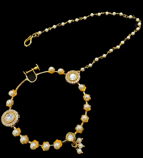 Large size Original Kundan stone Beautiful Bride Nath (non piercing)