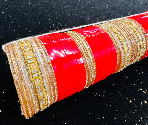 Beautiful stone work studded Bridal Churra