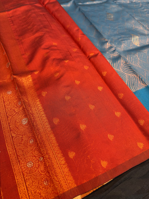 Soft Silk Saree with contrast beautiful pallu and blouse