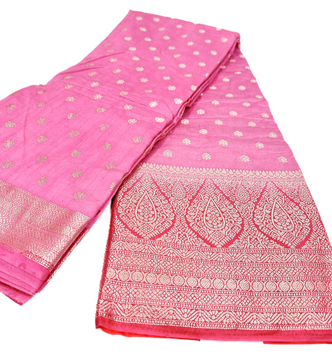 Art Silk Saree beautiful designed with contrast blouse and Pallu