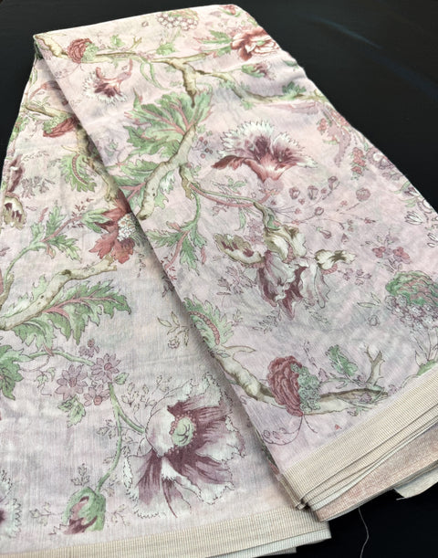 Beautiful print work Chanderi Cotton Sarees