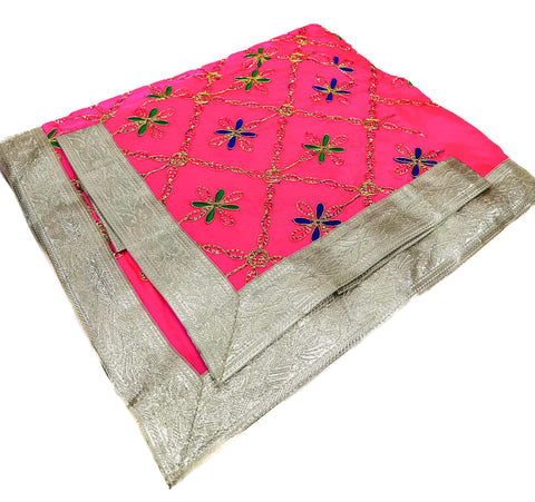 Silk Based embroidery work Rumala Sahib Double Set With Palkan
