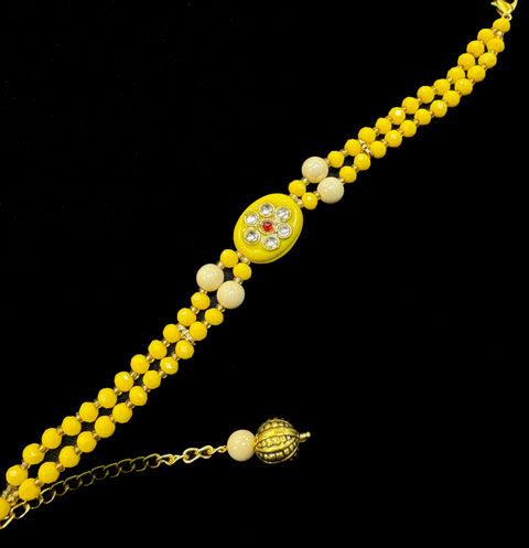 Pearls beaded Beautiful Stone Work Rakhi Bracelet style
