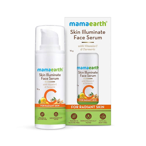Mamaearth Vitamin C Skin Illuminate Face Serum for Radiant Skin | Helps Reduce Fine Lines & Wrinkles | Radiance Serum with Turmeric | Suits All Skin Types 30 g