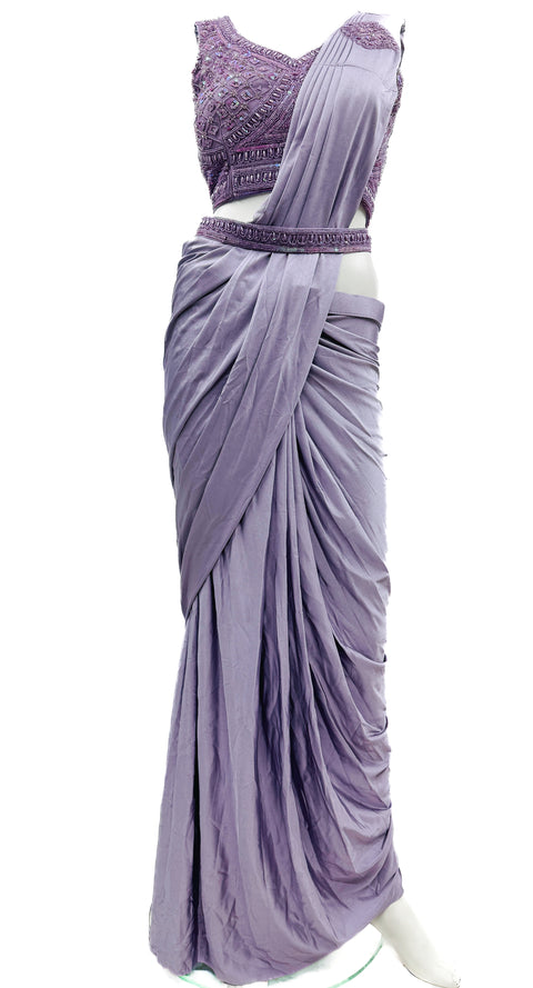 Size 40 (Upto 42) Pearls beaded with sequined work heavy hand work designer readymade blouse with Readymade Saree with handwork designer waist belt