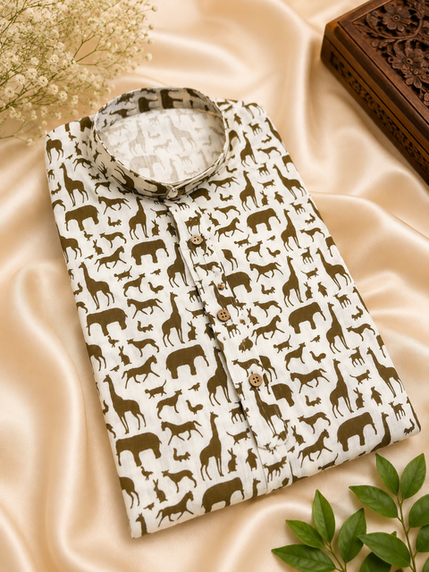 Pure Cotton Based Men’s Printed Kurti (Sizes Mentioned In Inches ,Not According To The Label On Kurti) Size 44 Kurti- Length 40 Inches And Size 46-Length 42 Inches ) Kurti only. Pants not included.