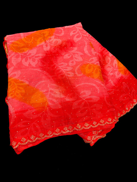 Beautiful swarovski Stones work design beautiful very soft resham Georgette Saree