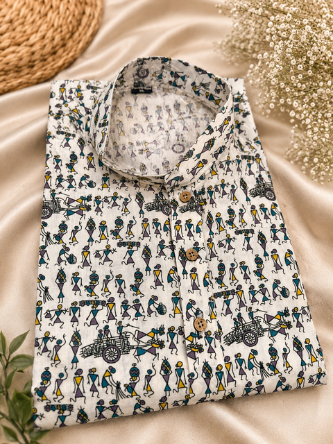 Pure cotton based Men’s Printed kurti (sizes mentioned in inches ,not according to the label on Kurti)size 44 kurti- Length 40 inches and size 46-length 42 inches ) Kurti only. Pants not included.