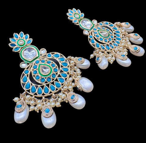 Beautiful pearls with kundan work earrings