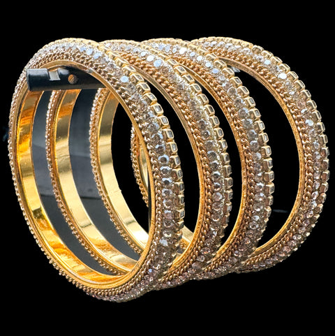 Beautiful fine jerkan stone with Crystal stone designer Brass bangles set (4 bangles in 1 set)(customised with plain Velvet or Metal Bangles )