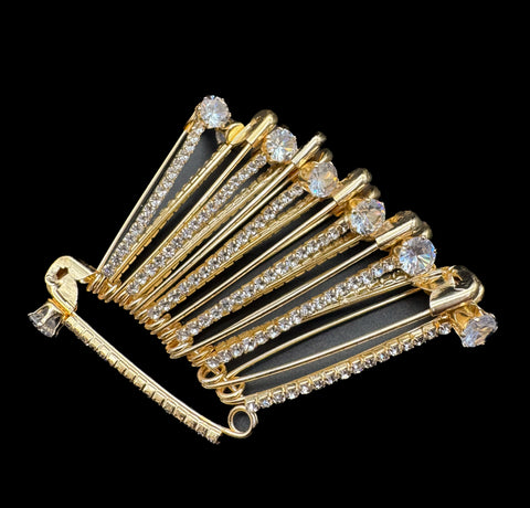 Medium size Stones studded Fancy Safety Pins (price per bunch displayed in picture)