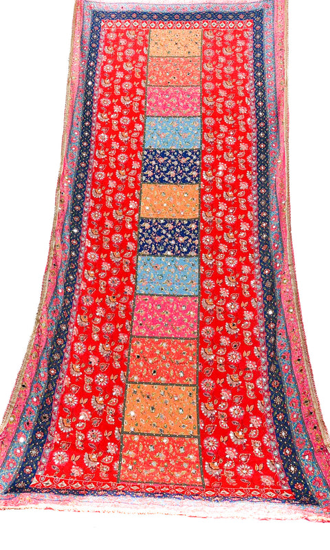Pakistani Multicoloured printed with embroidery & original Mirror work Dupatta with stone work (Heavy Dupatta)video clip attached