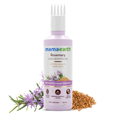 Mamaearth Rosemary Hair Growth Oil | Control Hair Fall & Strengthens Weak Follicles | Scalp Care with Methi Dana for Strong Roots | 5.07 Fl Oz (150ml)