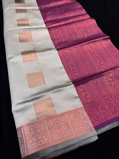 Soft Silk Saree with contrast beautiful pallu and blouse