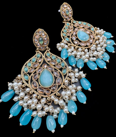 Original Polki with beautiful pearls heavy look Earrings with lite weight