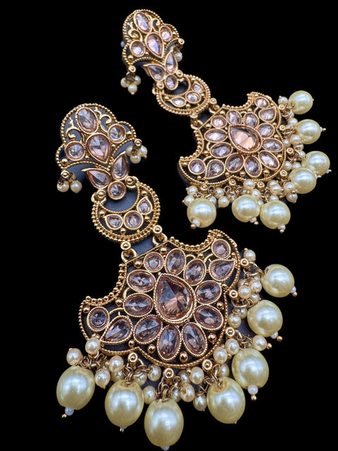 Original Polki with beautiful pearls heavy look Earrings with lite weight