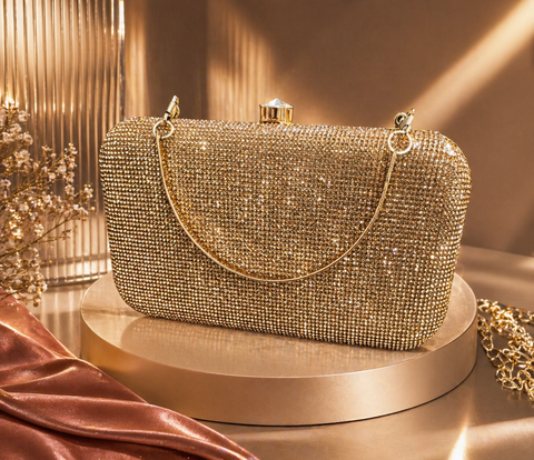 Stone work and pearls work beaded Handwork designer clutch bag with handle to carry with chain inside the clutch (can be attached or detached)
