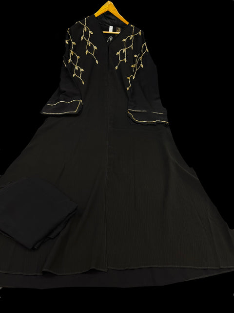 Beautiful and very Soft georgette based handwork Abaya (Chest 48-50 inches and length approximately 56 inches) with Hijaab (scarf)