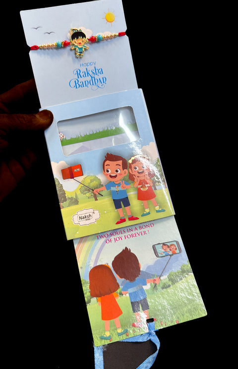 (Video clip attached)KIDS special Beautiful Rakhi in nice pack gift box with beautiful message