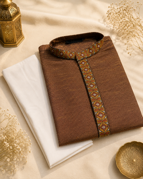 Two Shaded colour cotton kurta with pajama pants (slight variation in color and design is possible )