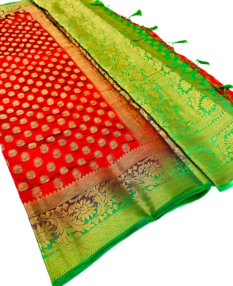 Art Silk Based beautiful design Saree with contrast Pallu & Blouse