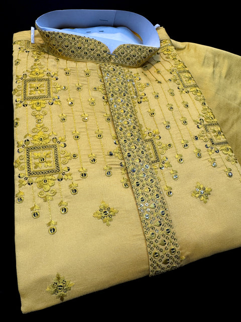 Malmal Rayon based very soft beautiful embroidery work at front and back & on sleeves with sequins work designer Kurta & Pajama