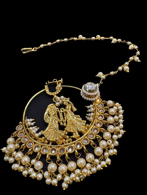 Dulha Dulhan design large size Original polki stone Beautiful Bride Nath (non piercing)