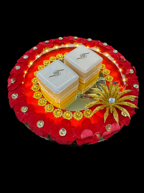 (Video clip attached ) Engagement Rings decorated tray with lights (heavy wooden board based)