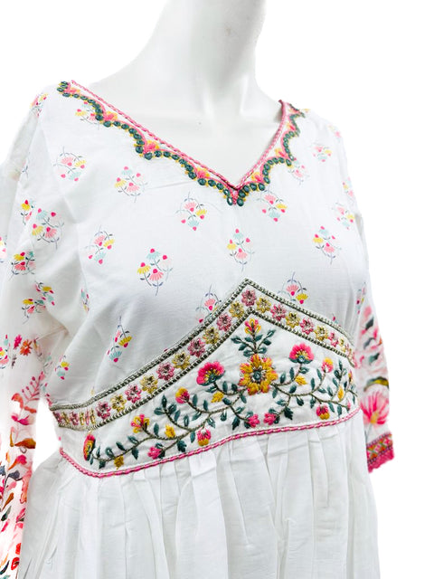 PURE & SOFT RAYON COTTON BASED DESIGNER FLARED KURTI WITH PLAZO PANTS & DUPATTA