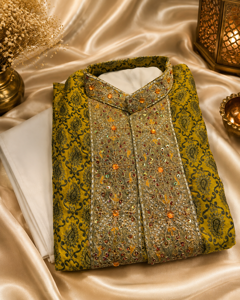 Soft Silk based embroidery work long kurta with pants (slight variation in color and design is possible )