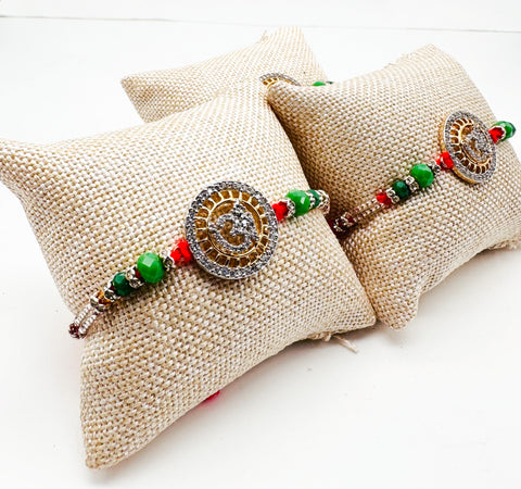 Beautiful Stone Studded Rakhi In Beautiful Cushioned Packing