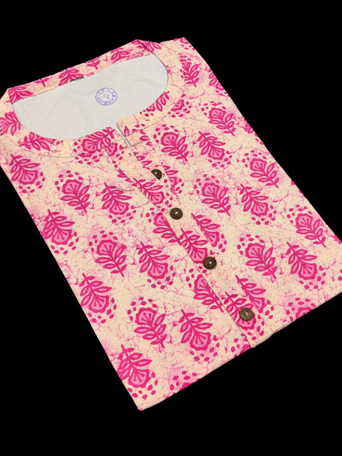 Pure Cotton based Printed short Kurti for girls /Ladies (Size 38 - length 28 inches, Size 42 ,46, 48 length -31 inches)sleeves 17 inch