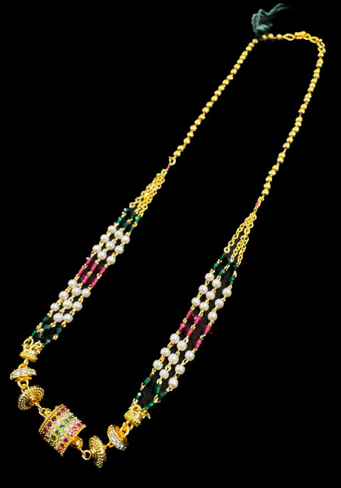 Golden Stone & Jerkan Gold Plated (Artificial) Mangalsutra With Artificial Black Beads Chain, Apx Size: 20-22cm