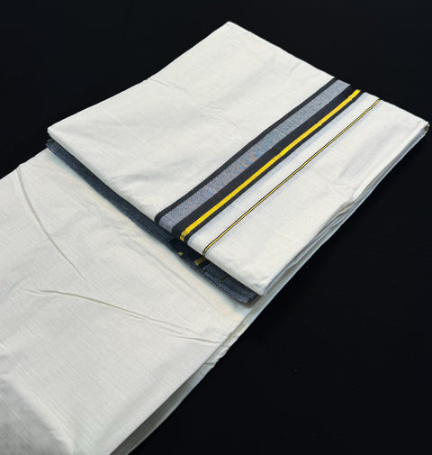 Woven Cotton Kerala Mundu / Dhoti in Off White ( 4 mtrs )