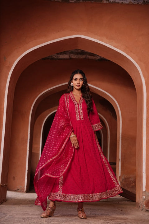 Pure & Soft Rayon Based Designer Embroidered & Mirror Work Chikankari Kurti With Plazo Pants & Dupatta(Video Clip Attached)